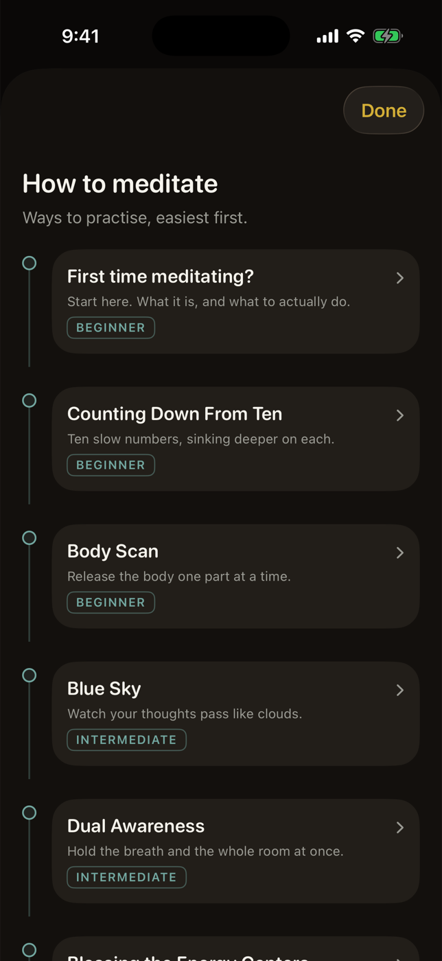 The how to meditate guide: a path from First time meditating through Counting Down, Body Scan, Blue Sky, Dual Awareness and more